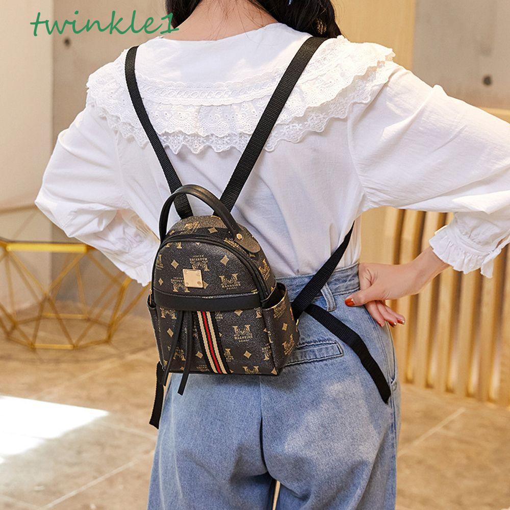 Ba Lô Da PU Họa Tiết Sọc Vintage Thanh Lịch Dành Cho Nữ