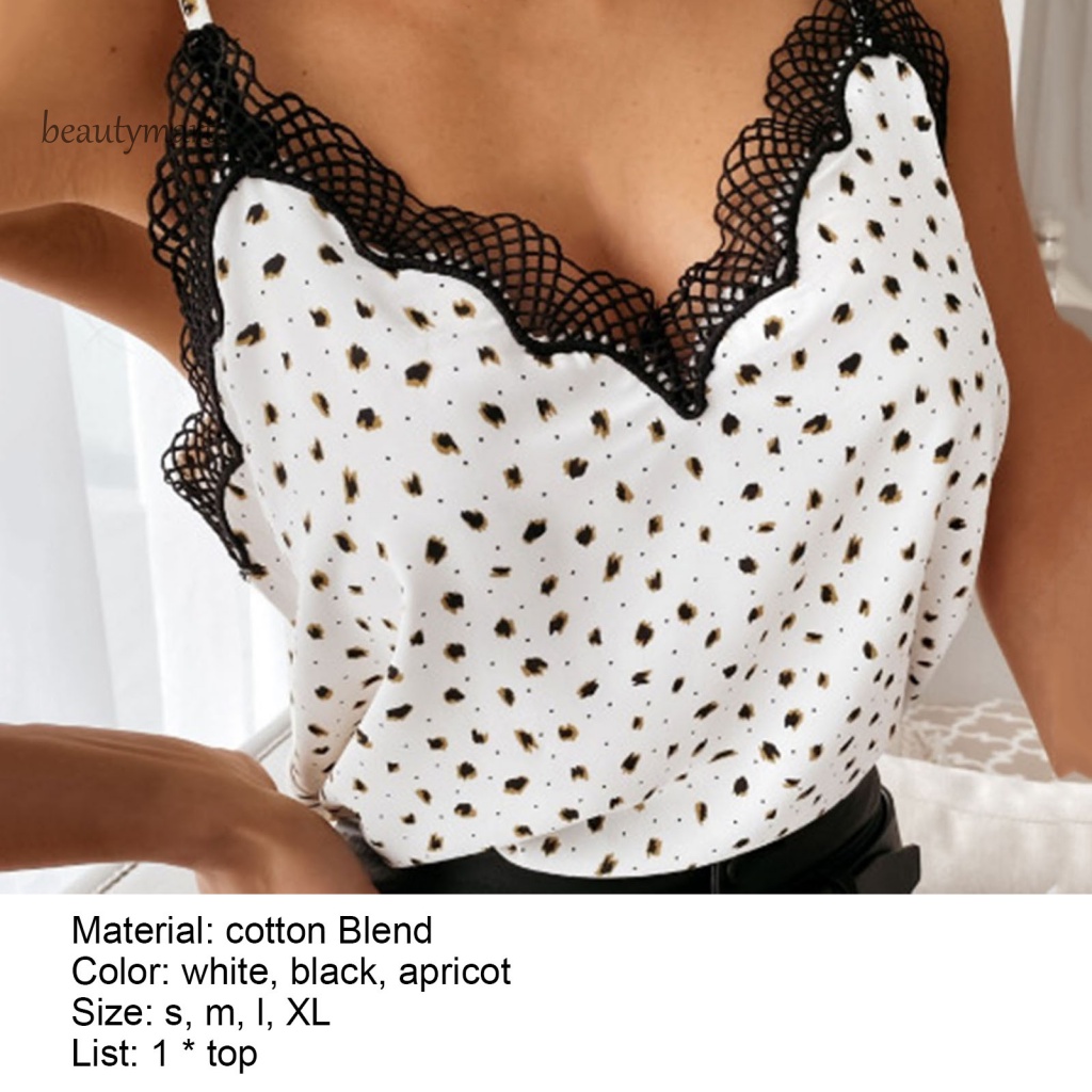 Áo Tank Top Hai Dây Cổ Chữ V Hoạ Tiết Chấm Bi 1