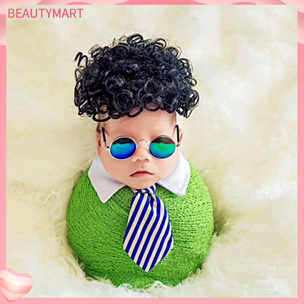 Kính Mát Tròn Gọng Kim Loại Chống Tia UV400 Dùng Làm Đạo Cụ Chụp Ảnh Cho Bé Sơ Sinh