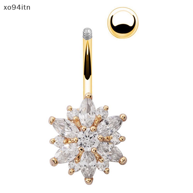 1 Khuyên Rốn Bằng Thép Không Gỉ Hình Hoa Đính Đá Quyến Rũ