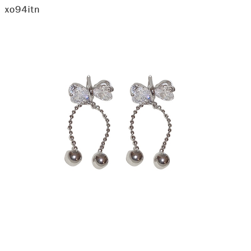 Khuyên Tai Tua Rua Thắt Nơ Đính Đá Zircon Hàng Mới Dành Cho Bạn Nữ Mặc Trong Tiệc Cưới