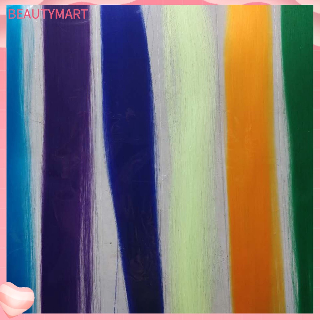 Bộ 2 Tép Tóc Giả Nối Dài Thẳng / Xoăn Màu Sắc Sống Động Không Để Lại Dấu Dễ Sử Dụng