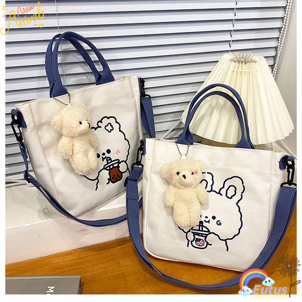 Túi Đeo Vai Bằng Vải Canvas Thiết Kế Xinh Xắn Thời Trang Dành Cho Nữ