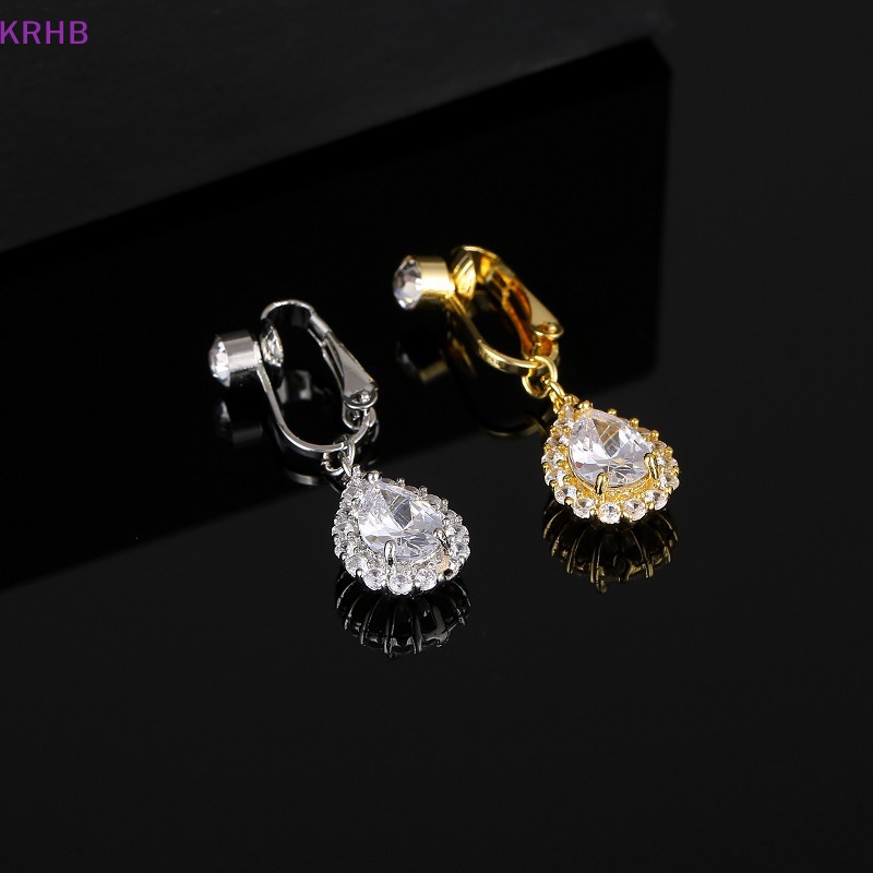 Khuyên Rốn Bằng Đồng Đính Đá Zircon Hình Giọt Nước Không Cần Đục Lỗ Mới