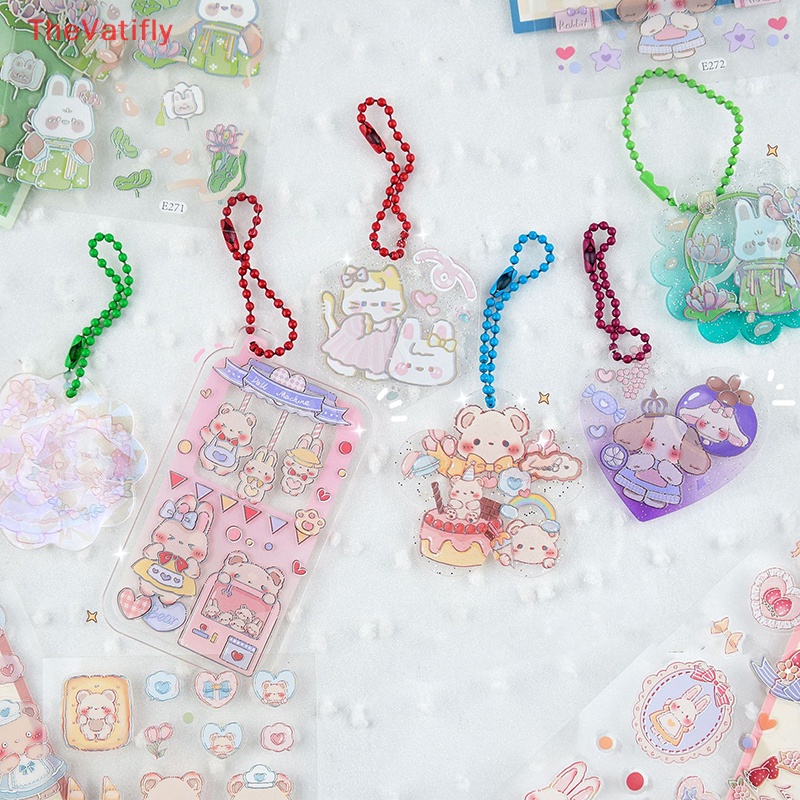 [Thevalifly] Set 2 Tấm Nhãn Dán Hoạt Hình Lấp Lánh Chống Thấm Nước Trang Trí Khung Ảnh Thủ Công Cho Bé Gái