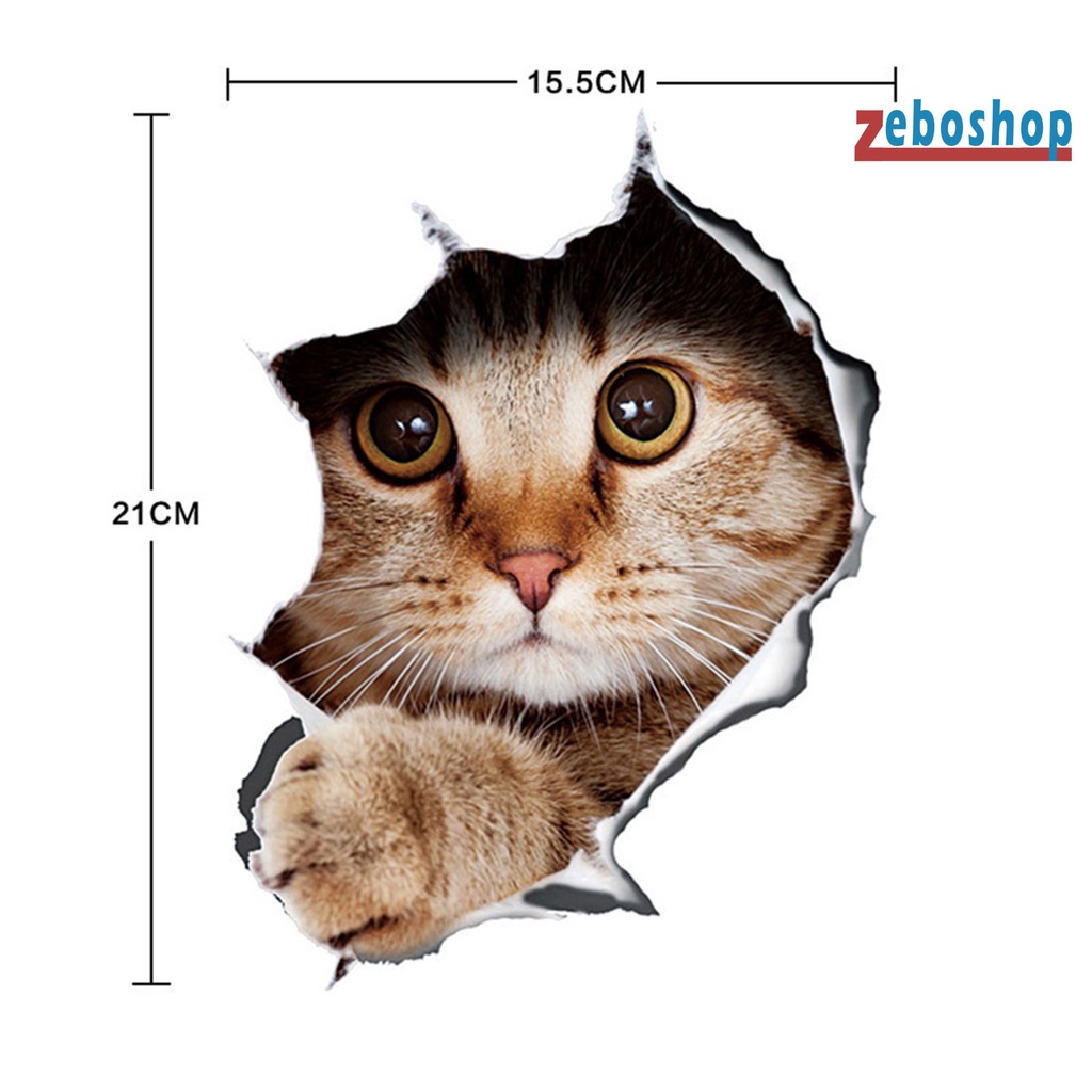 Sticker Dán Xe Hơi Tạo Hiệu Ứng 3D Chống Nước Không Phai Hình Mèo Dễ Thương