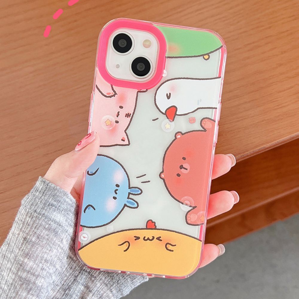 Ốp Điện Thoại TPU Mềm Chống Sốc In Hình Thú Hoạt Hình 3 Trong 1 Cho IPhone 11 14 13 12 Pro Max XS XR 7 8 Plus