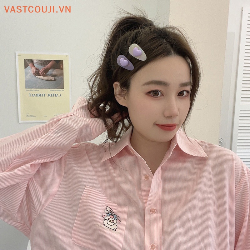 Kẹp Tóc Màu Tím In Họa Tiết Chữ / Trái Tim Xinh Xắn Thời Trang Cho Nữ