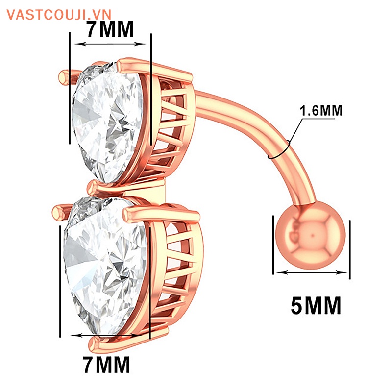Khuyên Rốn Hình Trái Tim Đính Đá Zircon Quyến Rũ Cho Nữ
