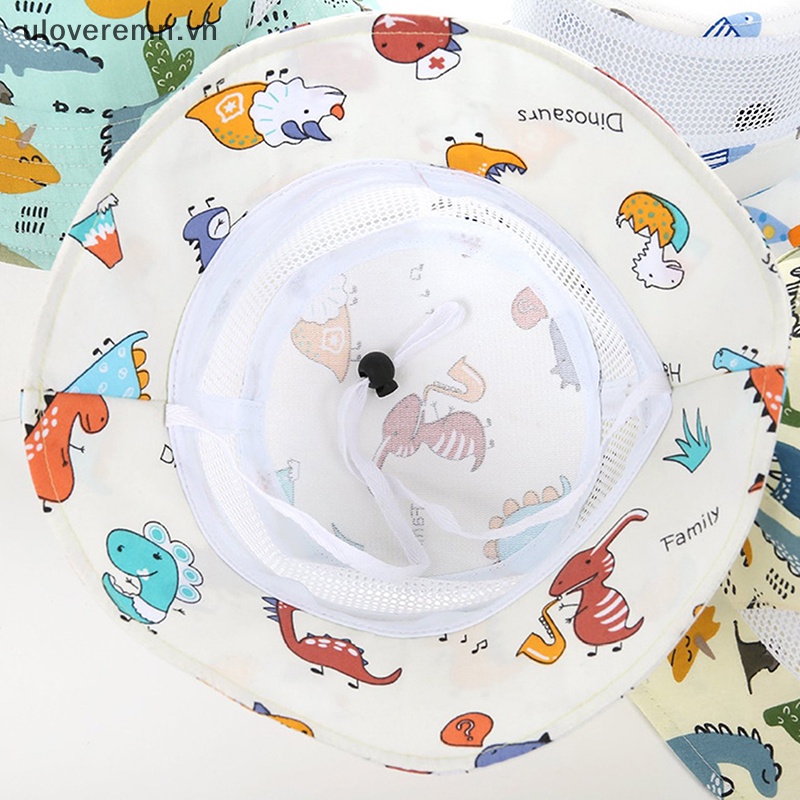 Mũ Tai Bèo Phối Lưới Thoáng Khí Chống Nắng In Họa Tiết Hoạt Hình Dễ Thương Thời Trang Mùa Hè Cho Bé