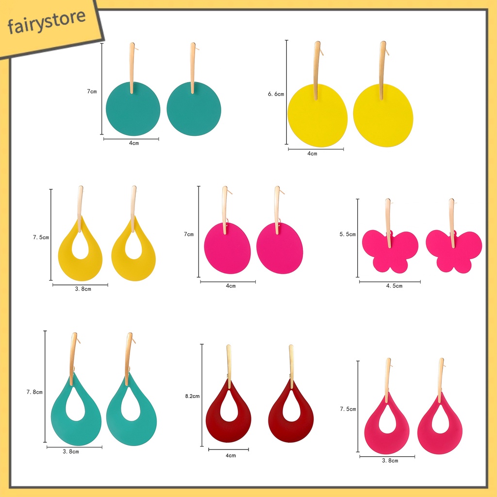 [FRO] 1 Đôi Bông Tai Hình Giọt Nước Lớn Bằng Kim Loại Sơn Hình Học Cá Tính Làm Quà Tặng Cho Nữ