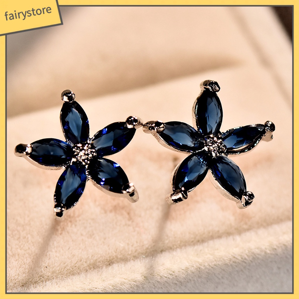 1 Đôi Bông Tai Hình Hoa Đính Đá Nhiều Màu Phong Cách Hàn Quốc