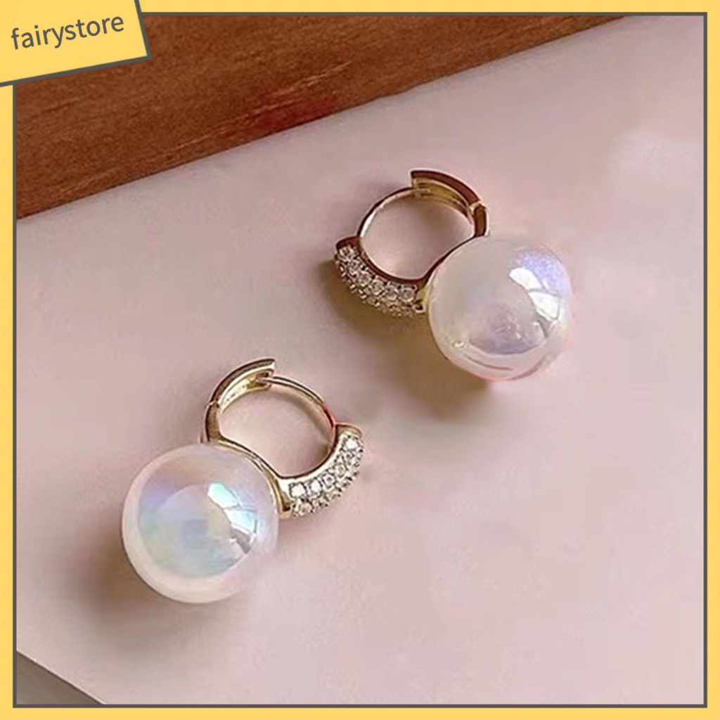 1 Đôi Bông Tai Hình Trái Tim Đính Ngọc Trai Giả Lấp Lánh