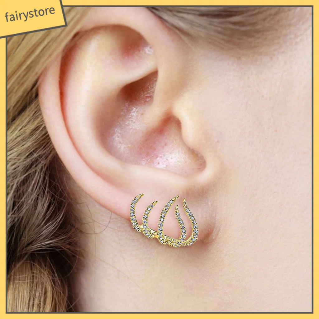 1 Đôi Bông Tai Hình Móng Vuốt Mạ Điện Sáng Bóng Dành Cho Nữ