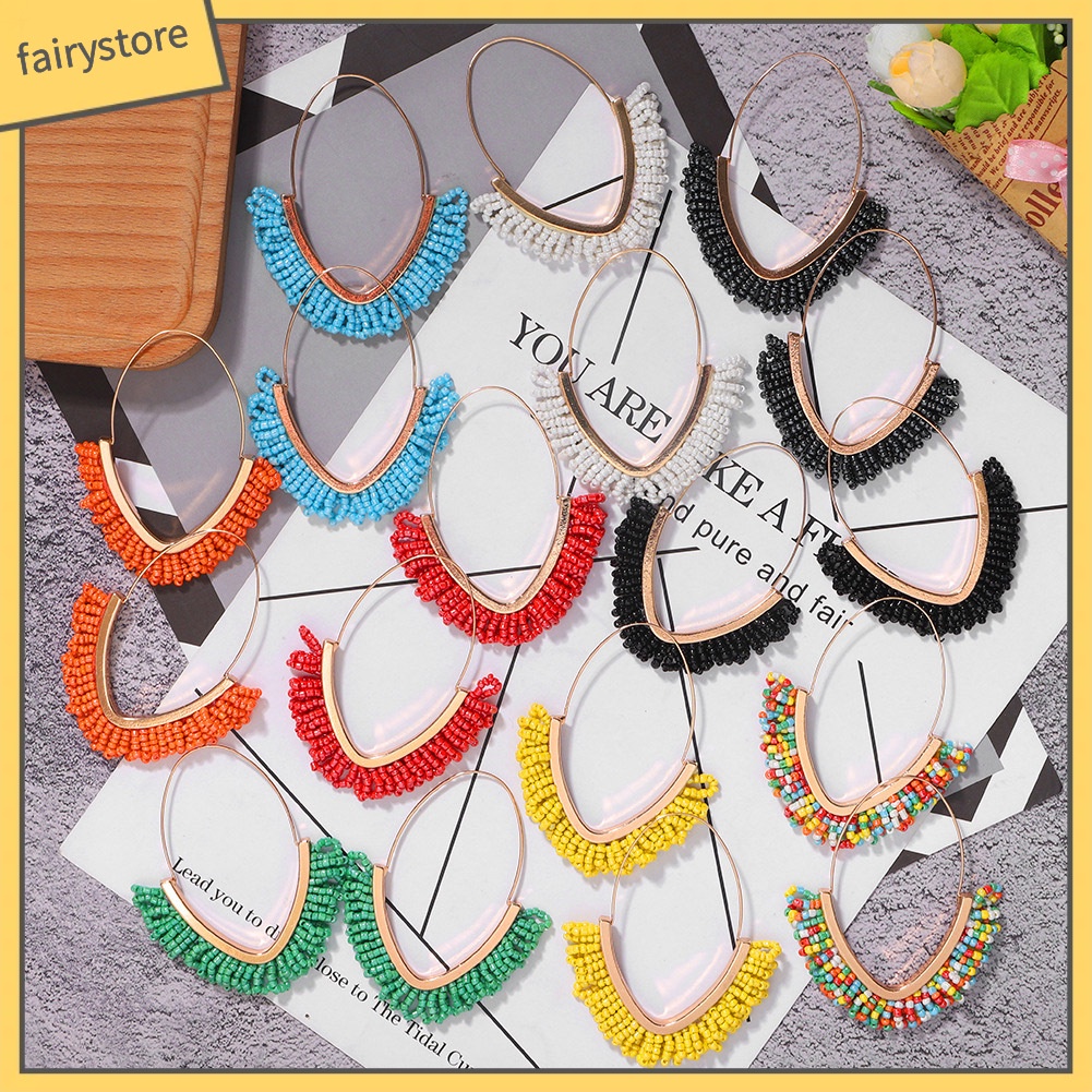 Bông Tai Chuỗi Hạt Tua Rua Phong Cách Bohemian Thời Trang Cho Nữ