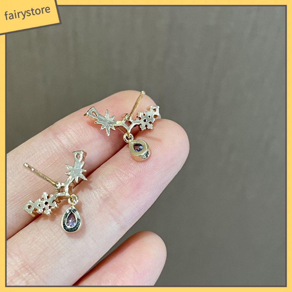 Vòng cổ / Bông Tai Đính Đá Zircon Hình Giọt Nước Màu Bạc / Xanh Dương Phong Cách Vintage Thời Trang Mùa Hè Cho Nữ