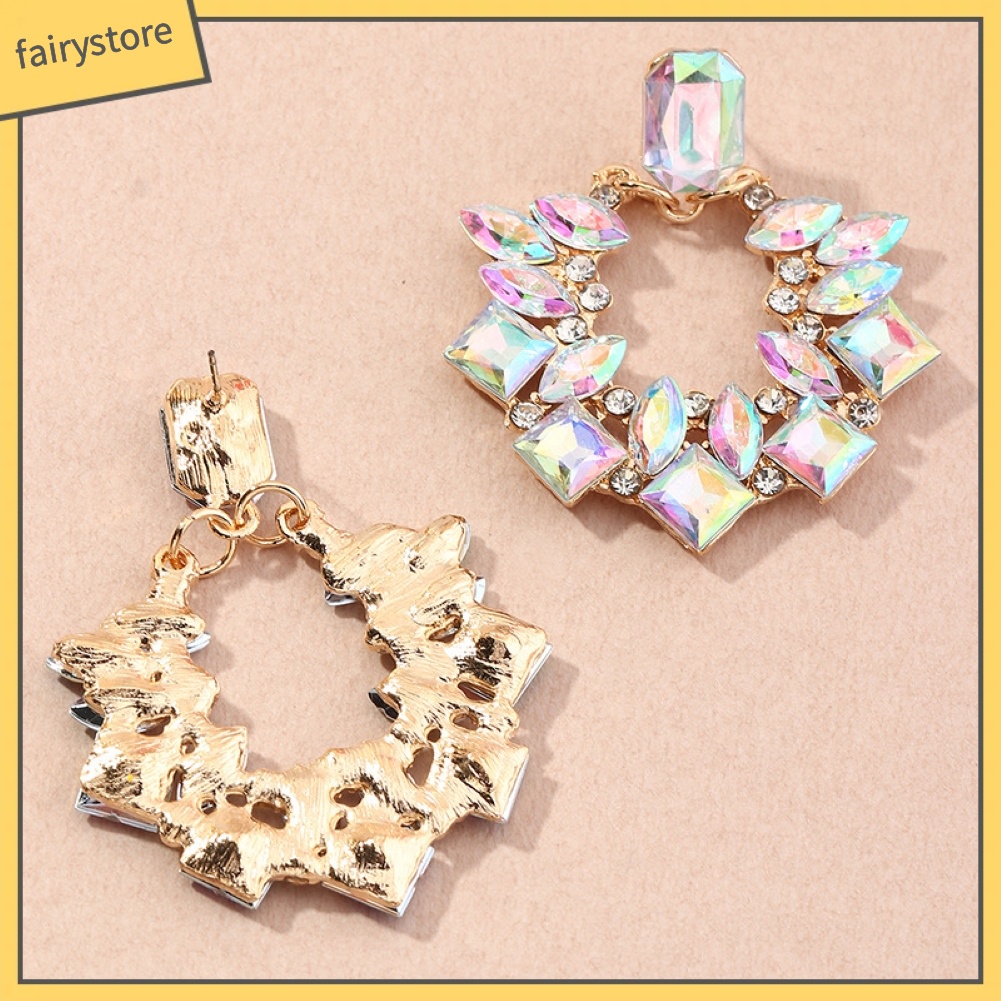 Khuyên Tai Tròn Đính Đá Lấp Lánh Thời Trang Cho Nữ