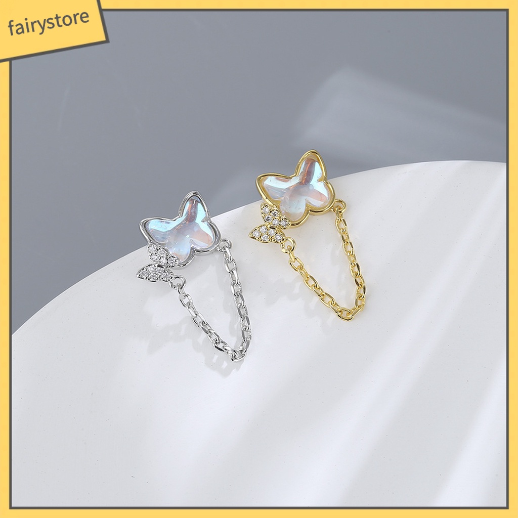 1 Đôi Bông Tai Mini Hình Bướm Đính Đá Mặt Trăng Nhân Tạo Thời Trang Dành Cho Nữ