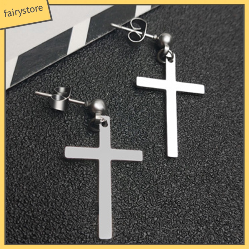 Bông Tai Hình Thánh Giá Bằng Thép Không Gỉ Trọng Lượng Nhẹ Dành Cho Nam Nữ