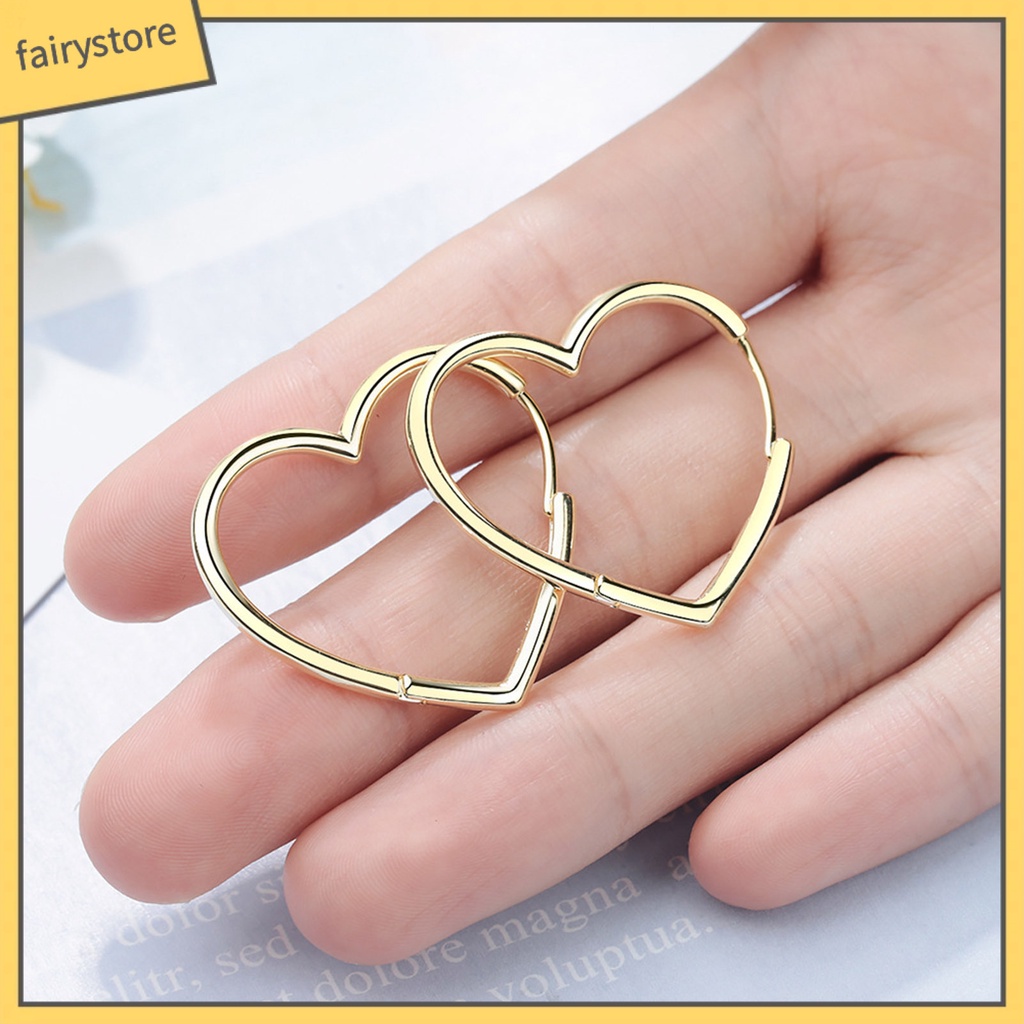 1 Đôi Bông Tai Hình Trái Tim Bằng Đồng Tinh Tế Dành Cho Thanh Thiếu Niên