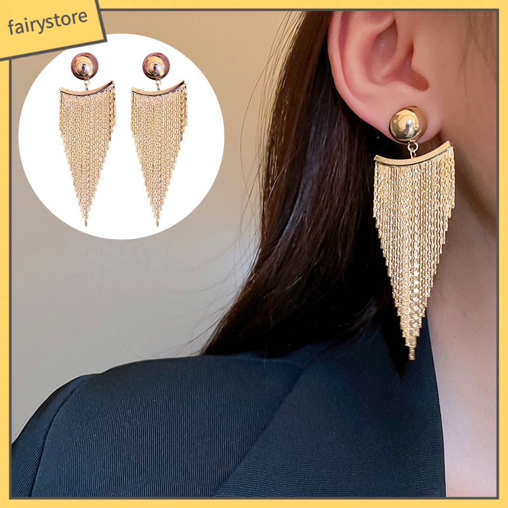 1 Đôi Bông Tai Tua Rua Dáng Dài Sang Trọng Thời Trang