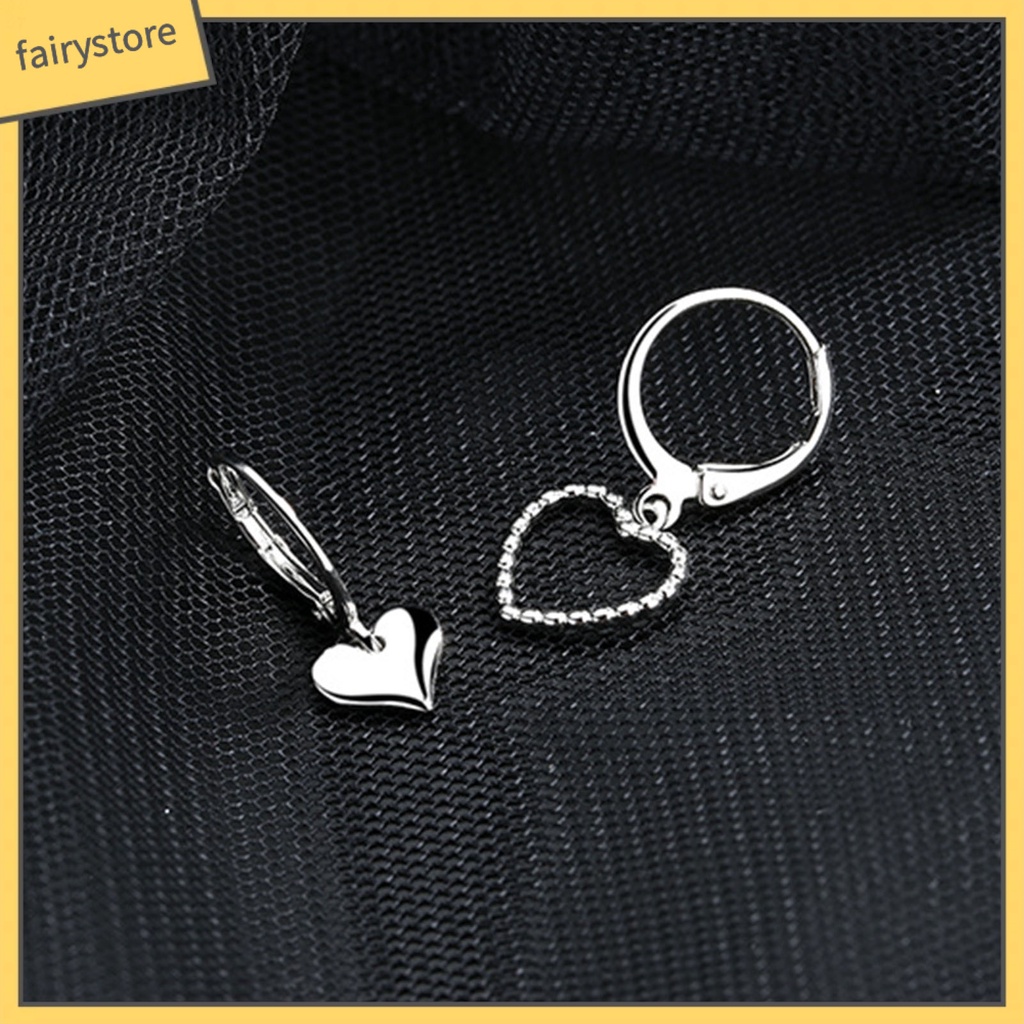 2 Bông Tai Hình Trái Tim Bằng Đồng Thiết Kế Đục Lỗ Thời Trang Cho Nữ