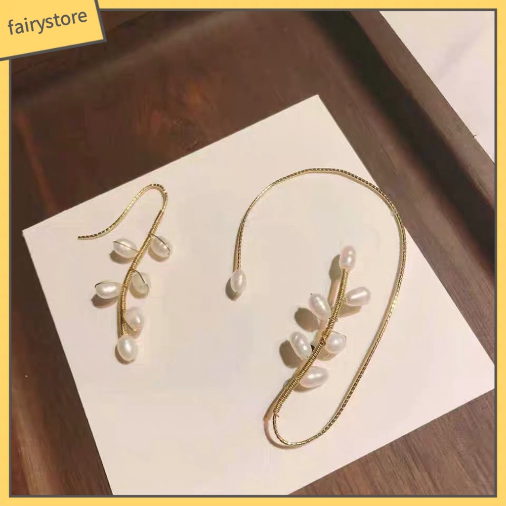 1 Khuyên Kẹp Vành Tai Đính Đá / Ngọc Trai Nhân Tạo Hình Bông Hoa Thời Trang