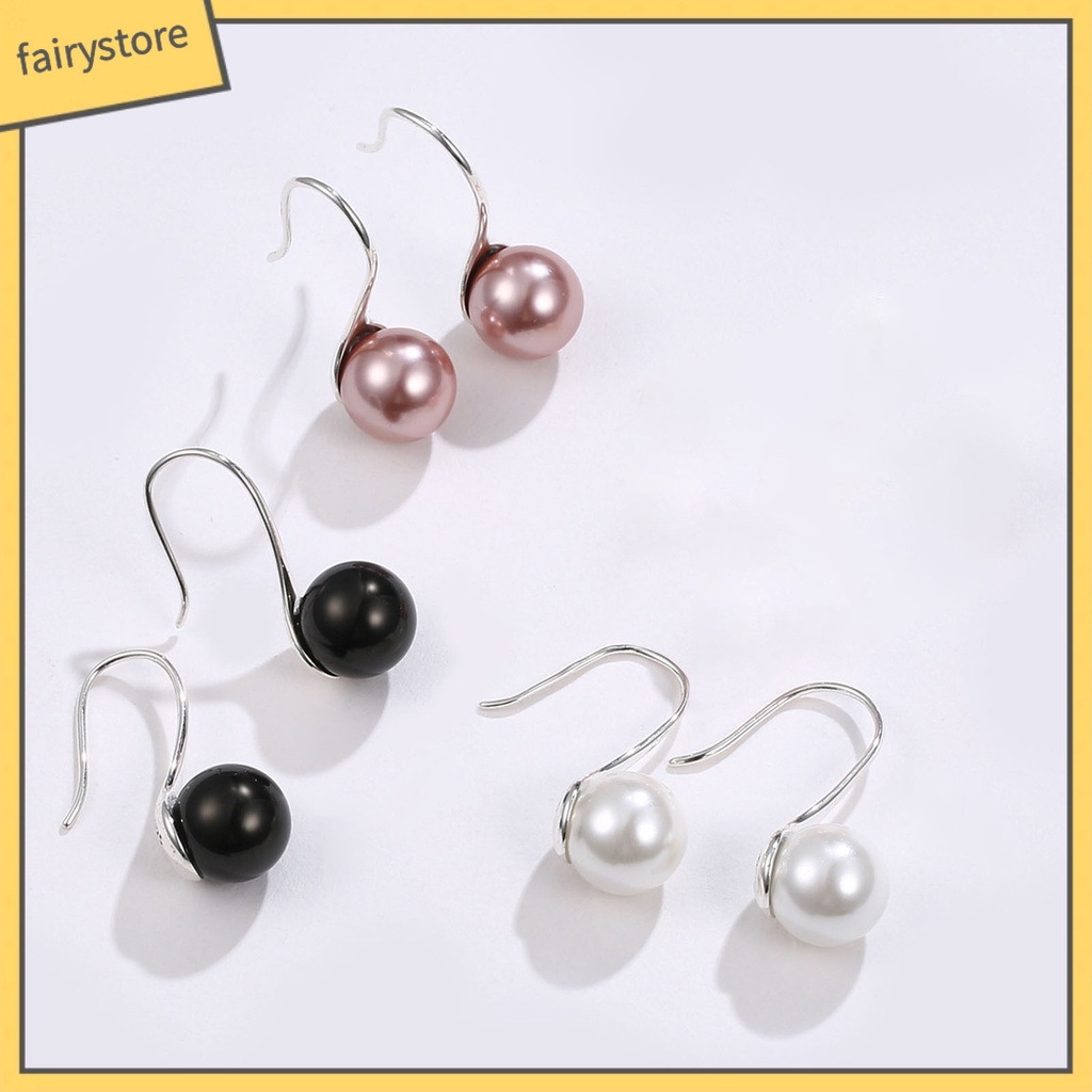 1 Đôi Bông Tai Bạc Hình Cầu Nhiều Màu Sắc Chống Biến Dạng Dành Cho Nữ