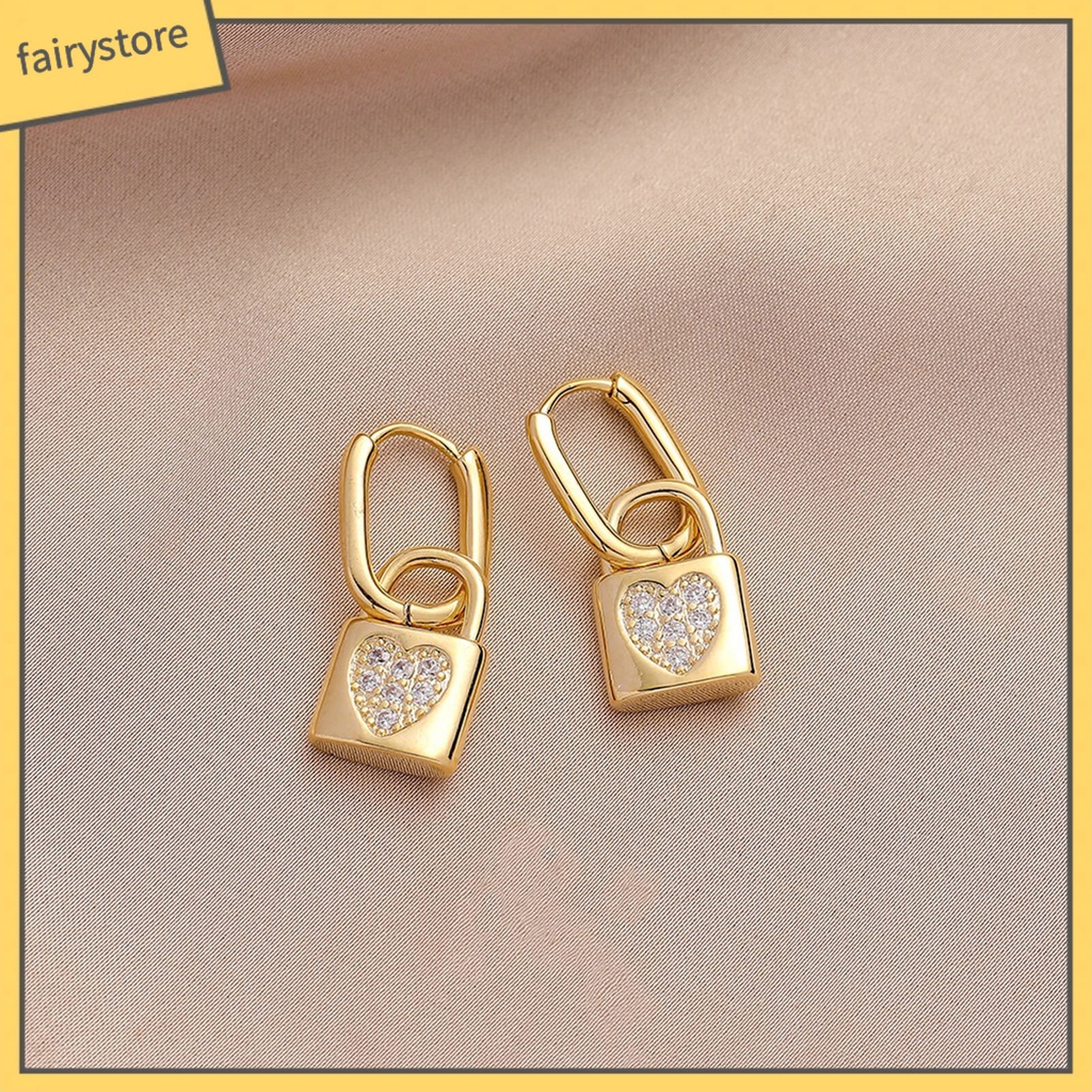 1 Đôi Bông Tai Hình Trái Tim Đính Đá Lấp Lánh Thời Trang Dự Tiệc