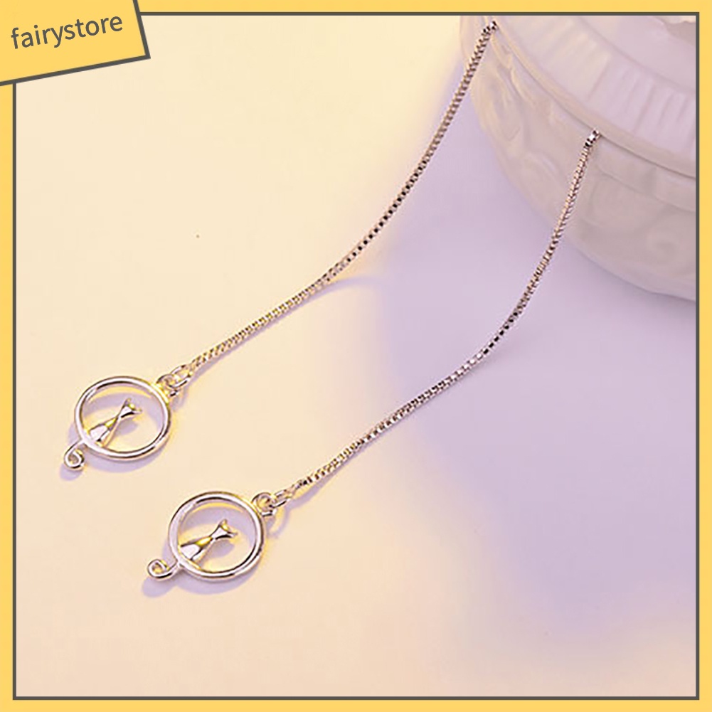 Bông Tai Chuỗi Dài Hình Mèo Dễ Thương Thanh Lịch Dành Cho Nữ