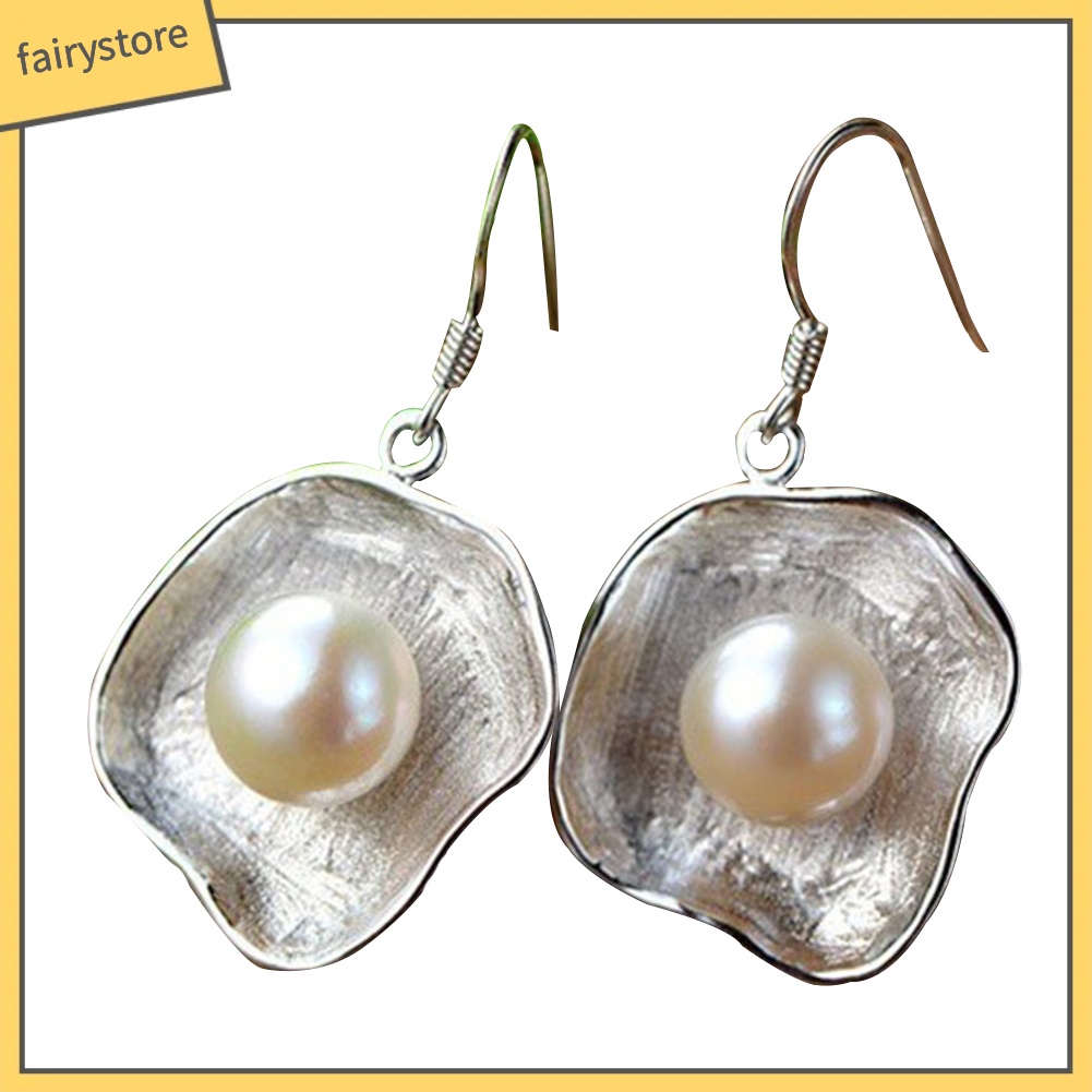 Khuyên Tai Hình Vỏ Sò Đính Ngọc Trai Nhân Tạo Phong Cách Vintage