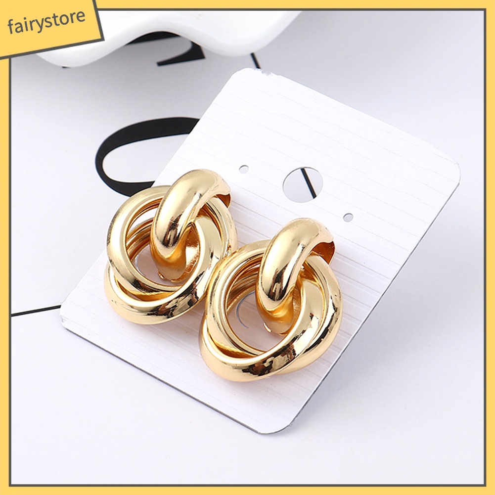 Bông Tai 3 Vòng Hình Chữ Thập Phong Cách Punk Dành Cho Nữ