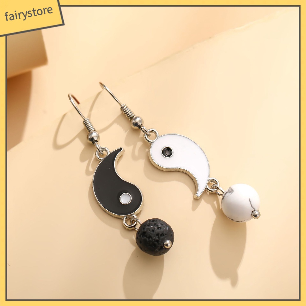 1 Đôi Bông Tai Tai Tai Âm Dương Bằng Hợp Kim Chống Mòn Phong Cách Vintage