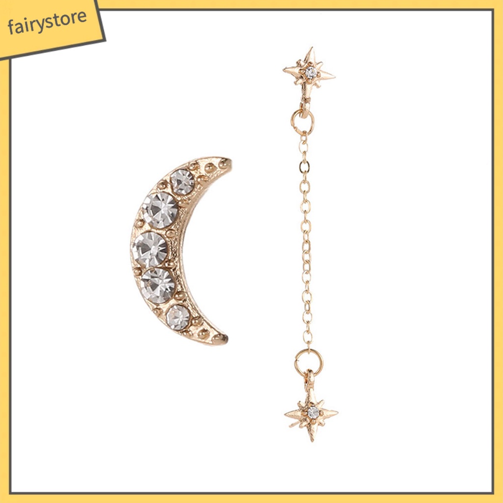 2 Bông Tai Hình Mặt Trăng / Ngôi Sao Bằng Hợp Kim Độc Đáo