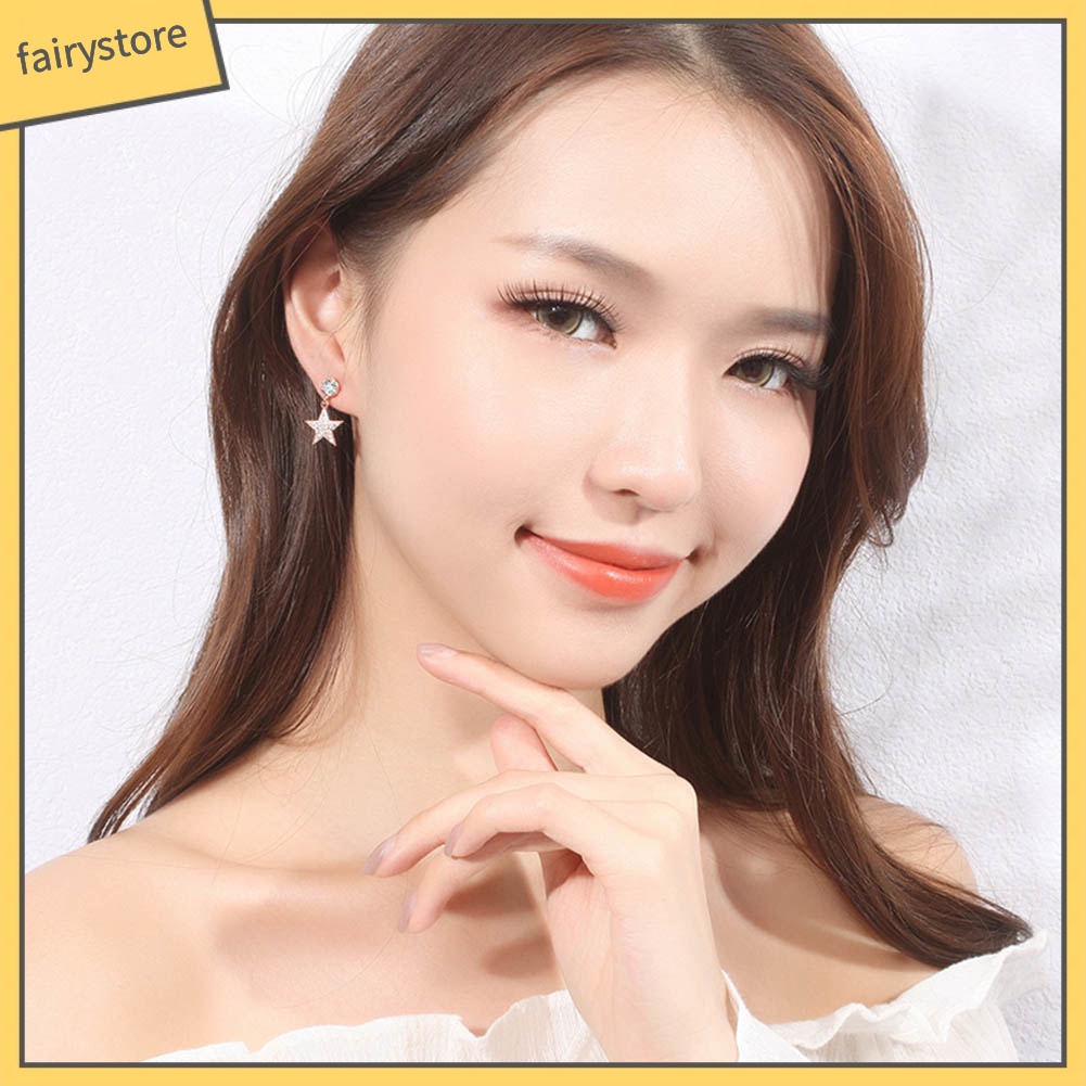 Bông Tai Hình Ngôi Sao Năm Cánh Đính Đá Zircon Thời Trang