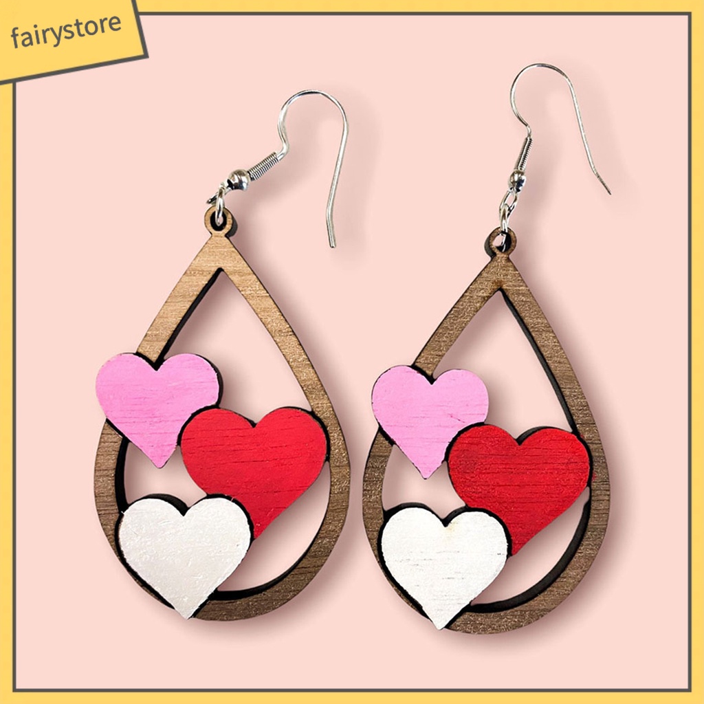 1 Đôi Bông Tai Hình Giọt Nước Bằng Gỗ Nhiều Màu Thời Trang Cho Nữ