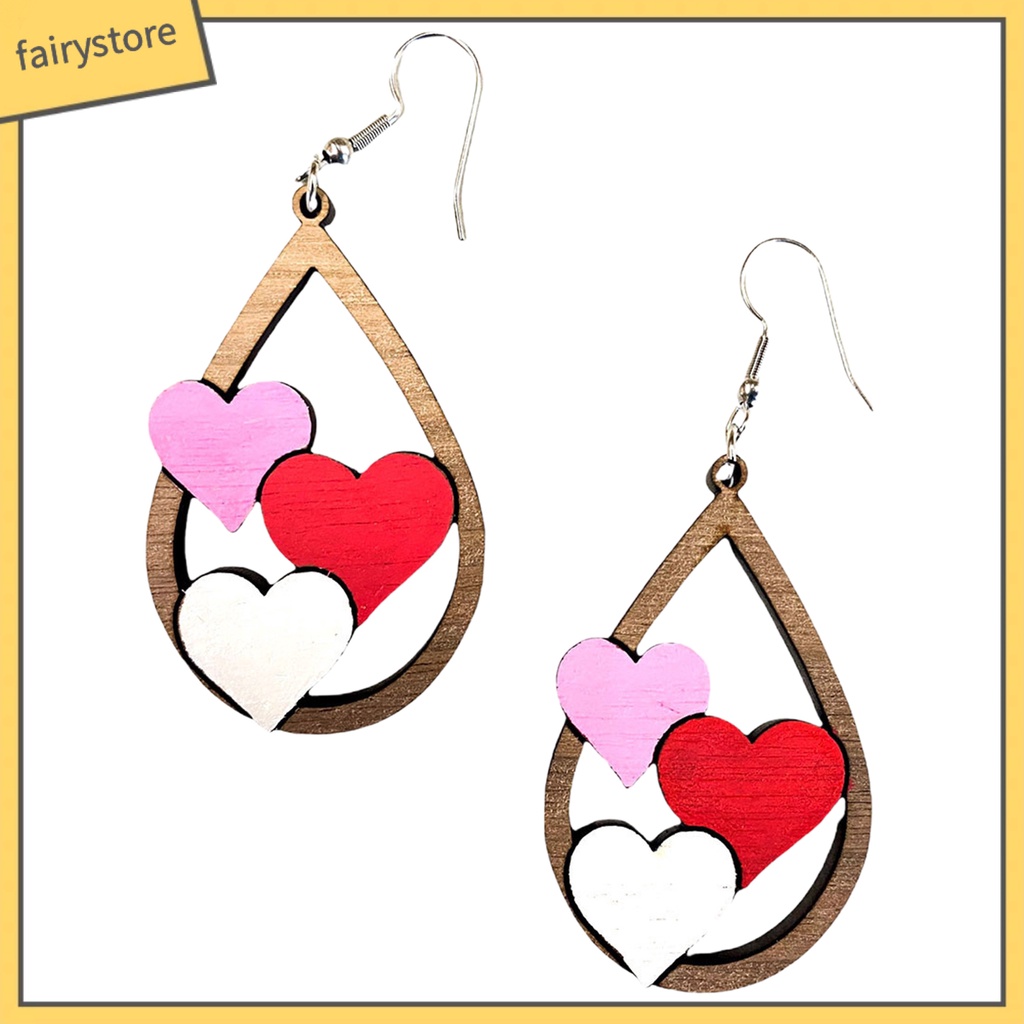 1 Đôi Bông Tai Hình Giọt Nước Bằng Gỗ Nhiều Màu Thời Trang Cho Nữ