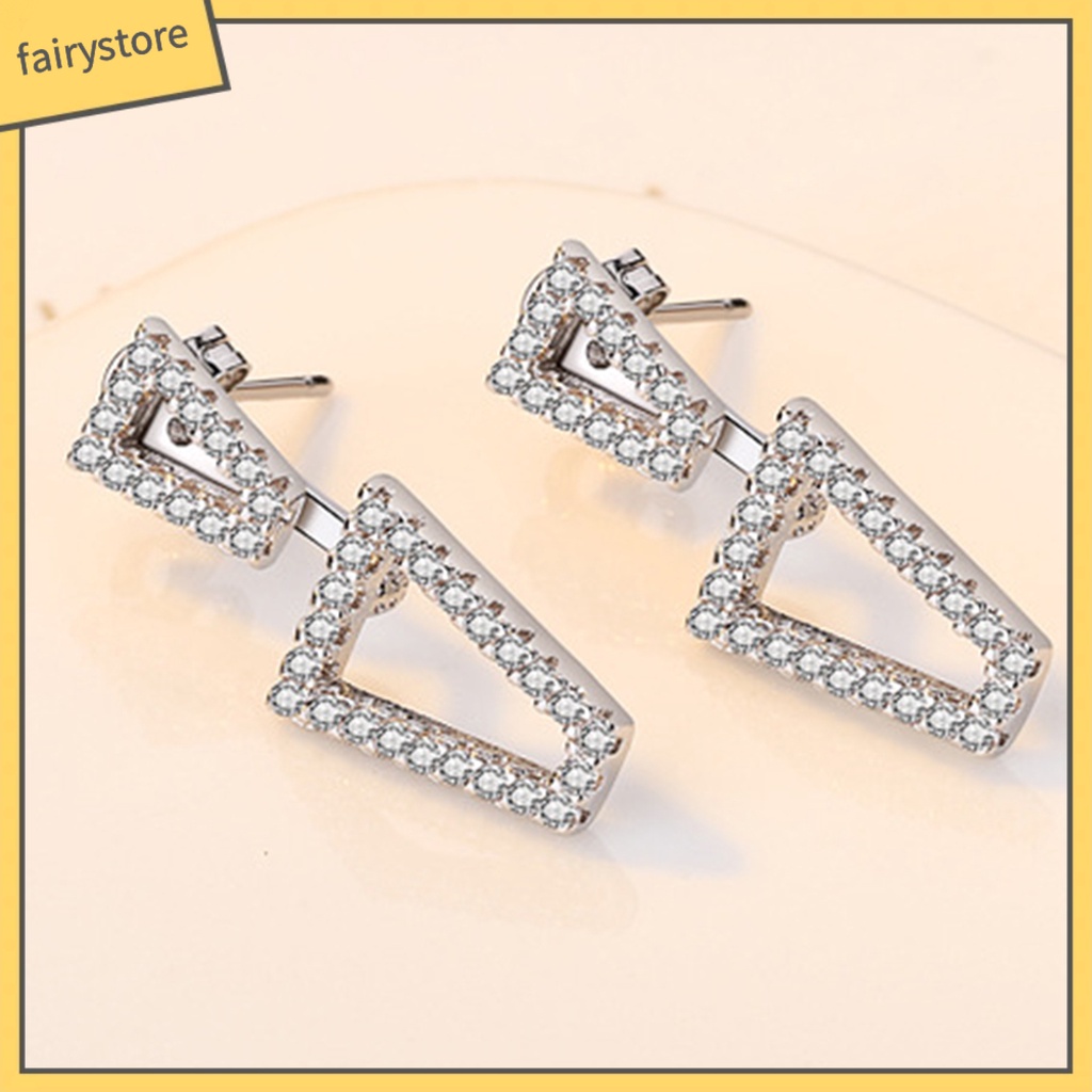 1 Đôi Bông Tai Hình Học Đính Đá Màu Sắc Lấp Lánh Thời Trang Cho Nữ