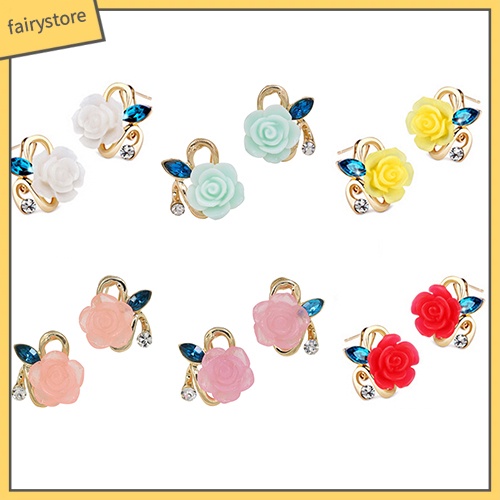 Bông Tai Hình Hoa Hồng Bằng Resin Dễ Thương Cho Nữ