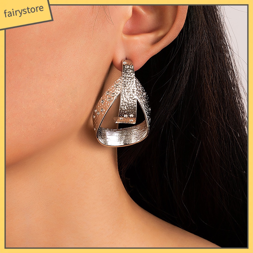 1 Đôi Bông Tai Mạ Bạc Hình Giọt Nước Đính Đá Thời Trang Vintage Dành Cho Nữ
