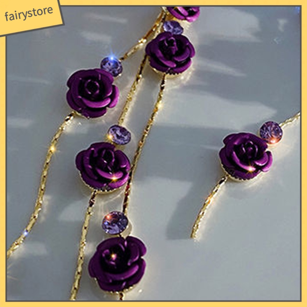 1 Đôi Bông Tai Hình Hoa Hồng Đính Đá Ngọt Ngào Dành Cho Nữ