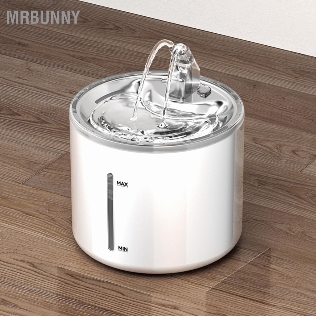Mrbunny Đài phun nước cho mèo bằng thép không gỉ 2.6L Chu kỳ tự động Dễ dàng vệ sinh Bình đựng chó Yên tĩnh Phích cắm US 100‑240V