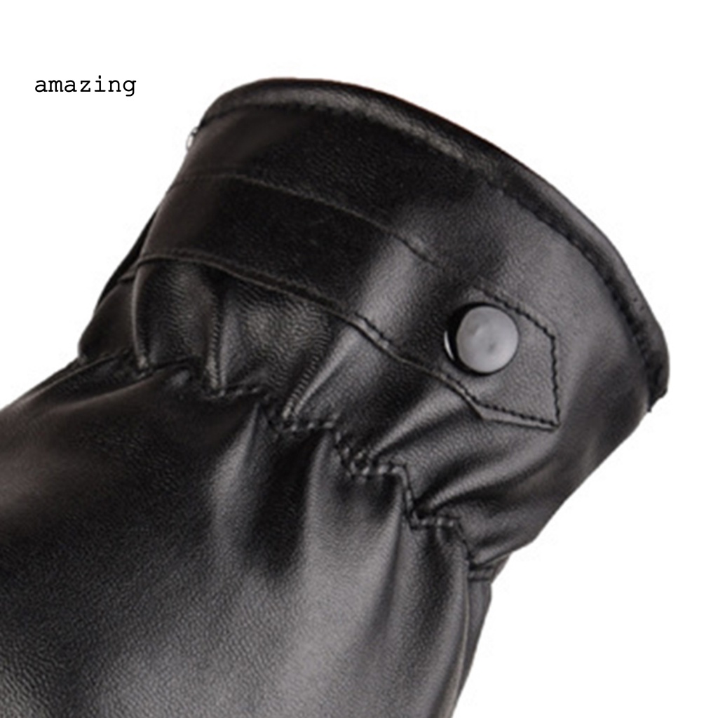 1 Đôi Găng Tay Giả Da Giữ Ấm Mùa Đông Chống Trượt Chống Nước Cho Nam