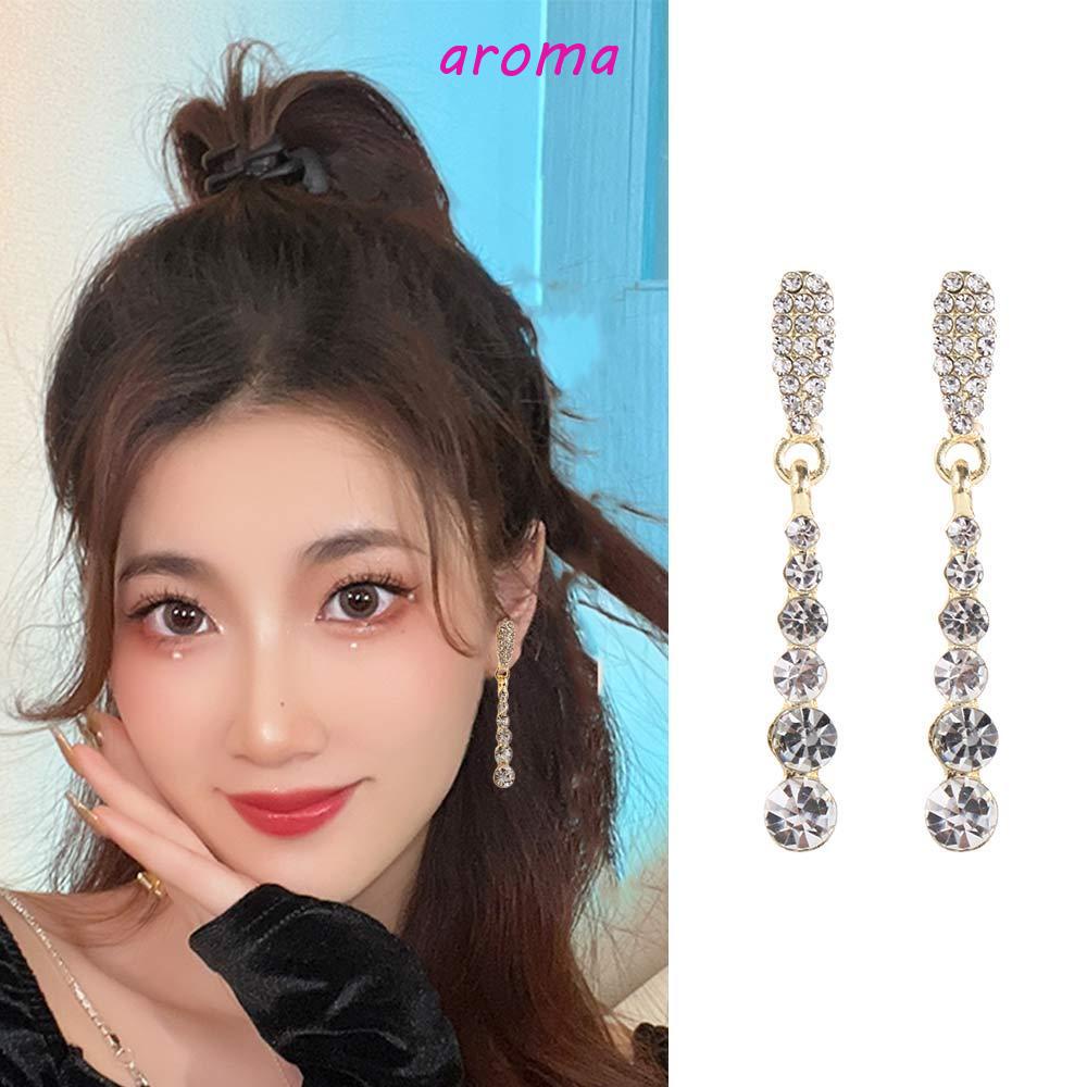 Bông Tai Dáng Dài Đính Hạt Phối Tua Rua Phong Cách Pháp Thời Trang Cho Nữ