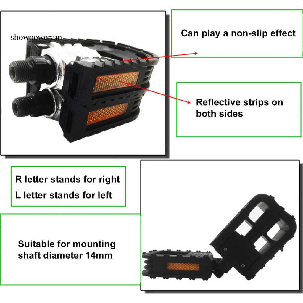 2 Bàn Đạp Xe Đạp Chống Trượt Rộng 9 / 16 Inch