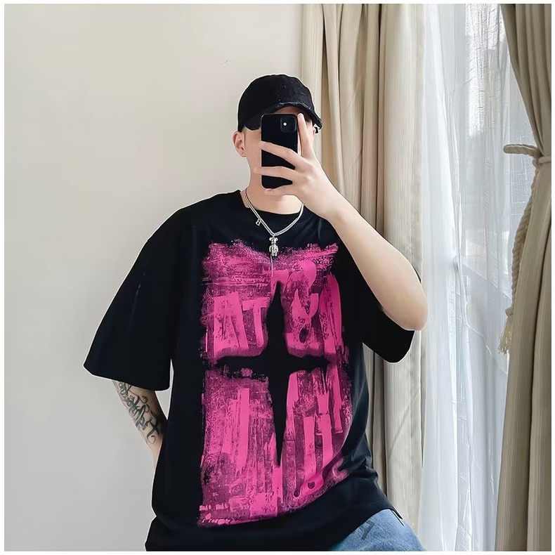 Áo Thun Ngắn Tay In Hình Đồ Chiên Phong Cách Âu Mỹ Cá Tính Dành Cho Nam