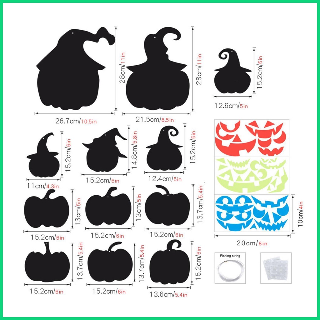 Bộ Sticker Dán Trang Trí Halloween Hình Bí Ngô Phát Sáng Chống Nước Dành Cho Trẻ Em