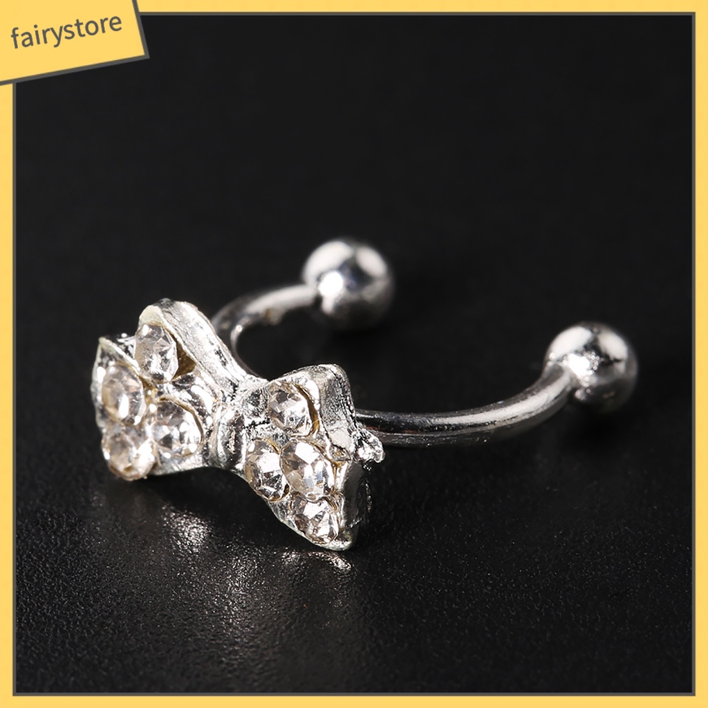 1 Khuyên Kẹp Vành Tai Hình Nơ Đính Đá Pha Lê Bằng Hợp Kim Thời Trang Cho Nữ