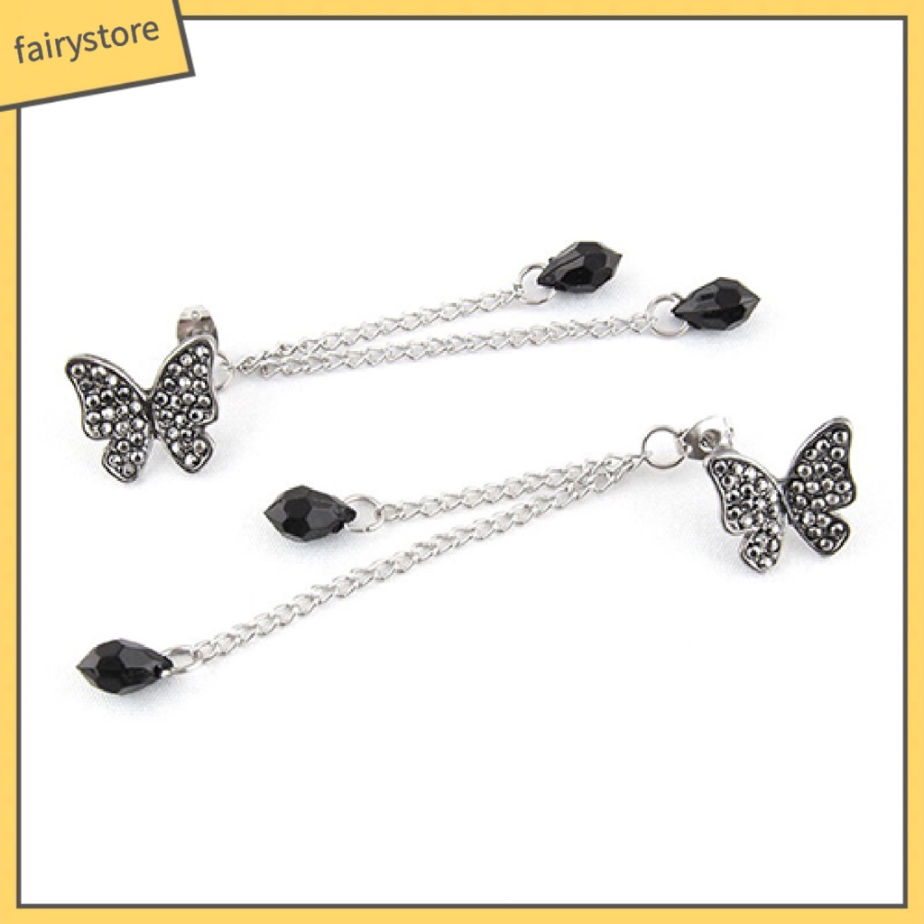 Bông Tai Dáng Dài Hình Bướm Bằng Hợp Kim Phong Cách Vintage Dành Cho Nữ