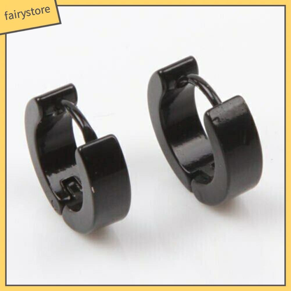 1 Đôi Bông Tai Tròn Bằng Thép Không Gỉ Thời Trang Cá Tính Dành Cho Nam